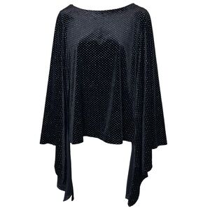 Mossman black velvet blouse ultra wide cut bat bell sleeves sz 4